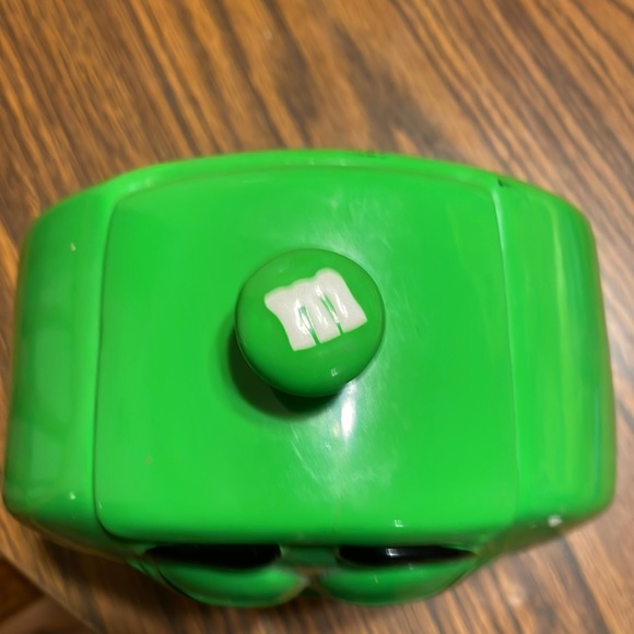 Green m&m candy jar excellent condition other than those two small white spots - Picture 3 of 8
